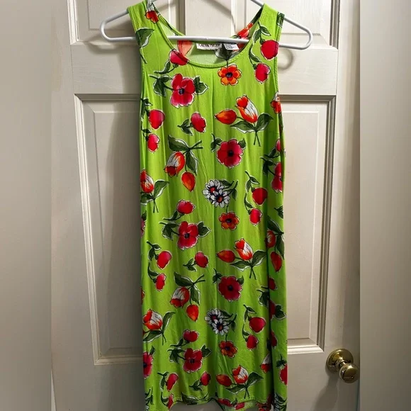 Neon green floral dress